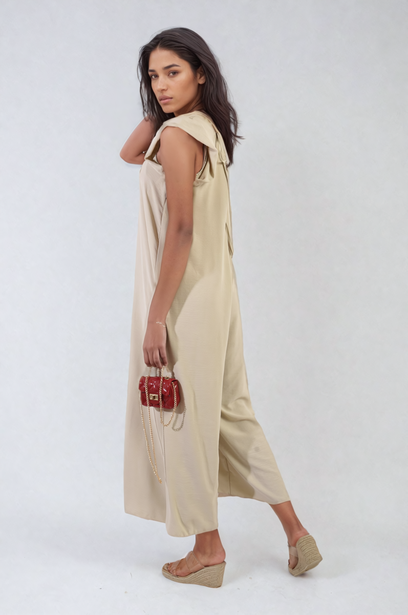 Ruffle Sleeve V-Neck Loose Waist Wide Leg Jumpsuit