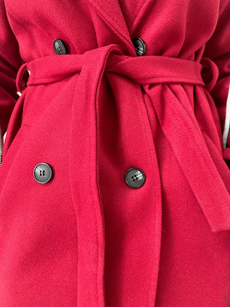 Belted Button Hooded Trench Coat