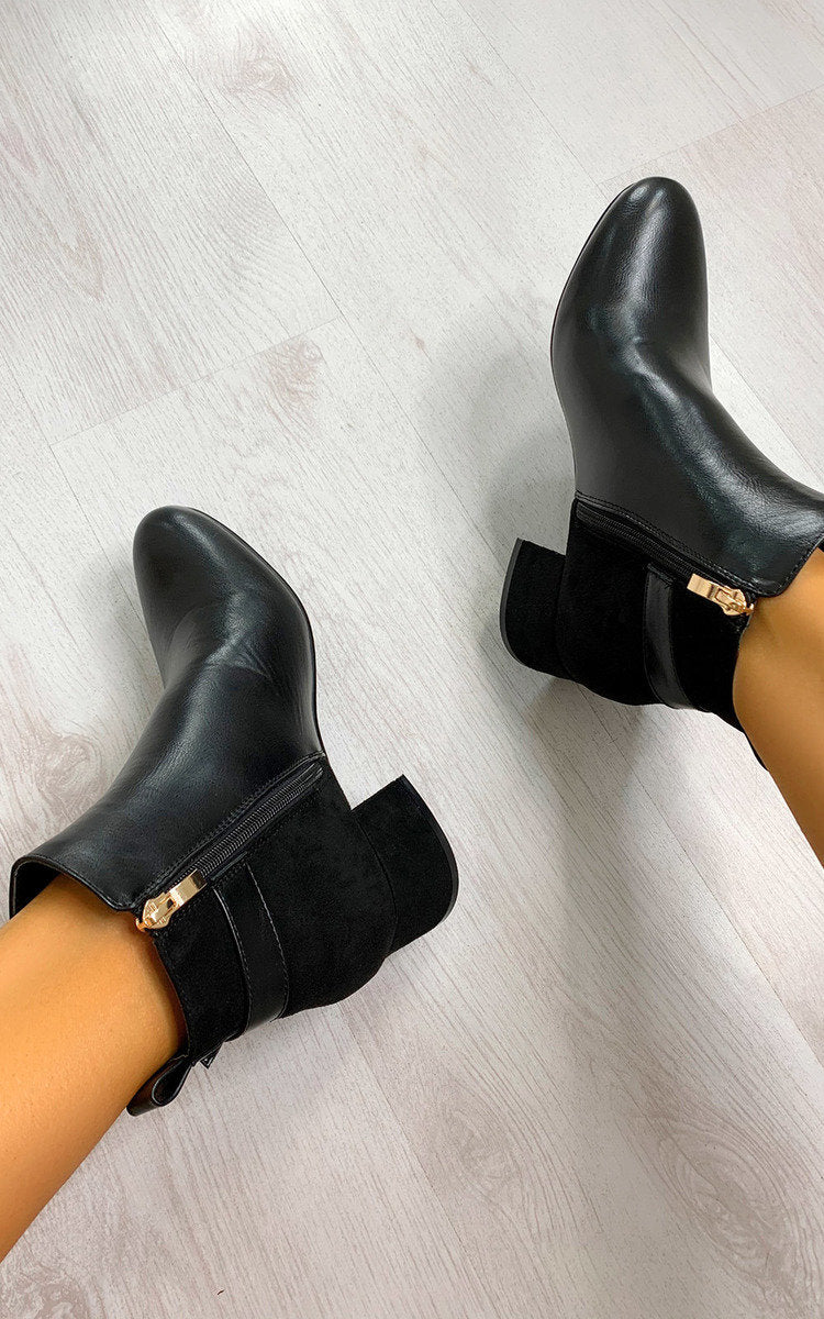 Contrast Heeled Ankle Boots