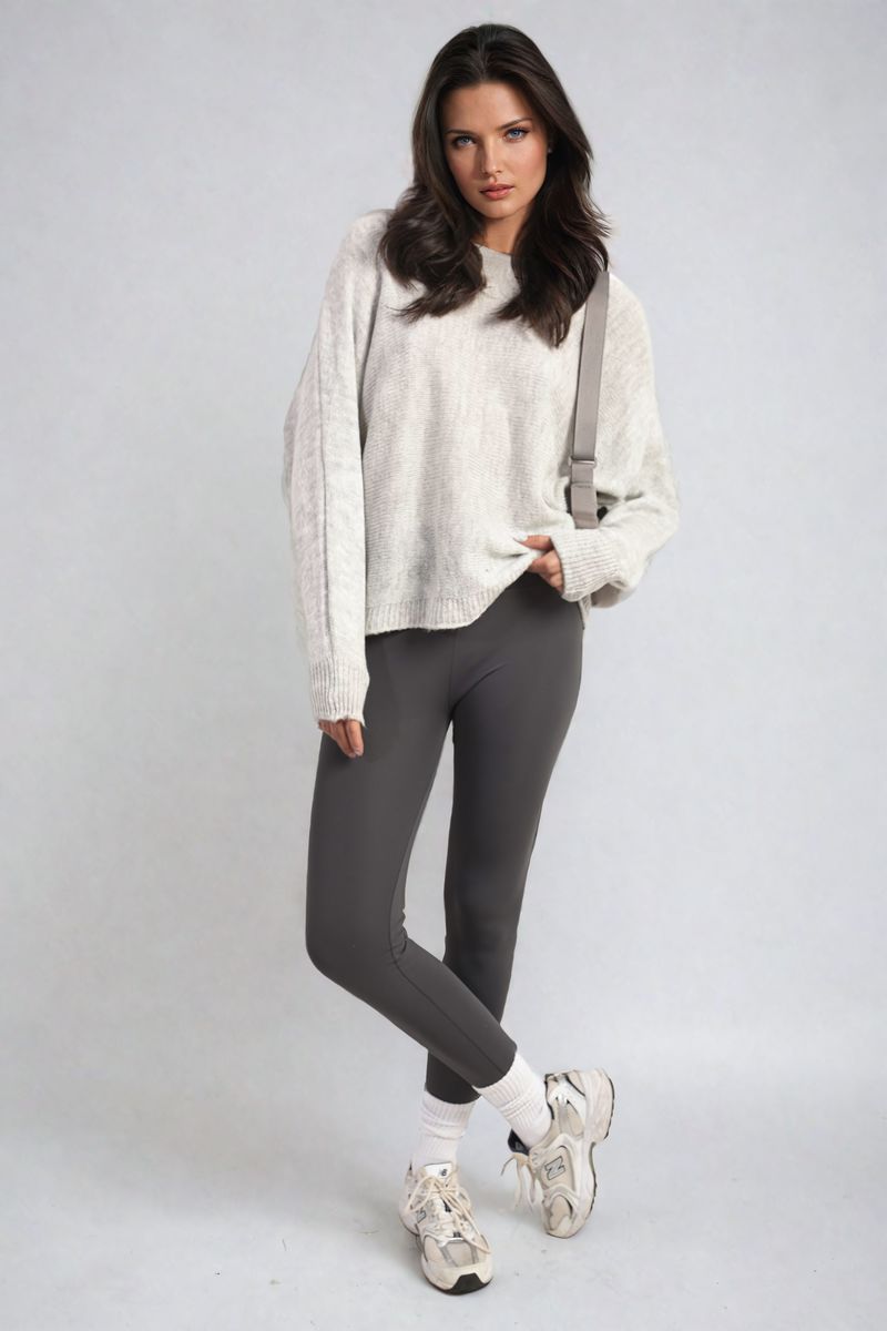 Crew Neck Back Patterned Knitted Jumper