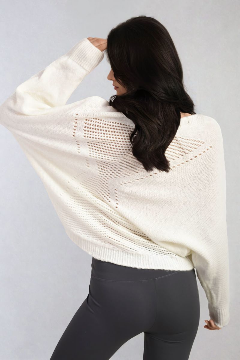 Crew Neck Back Patterned Knitted Jumper