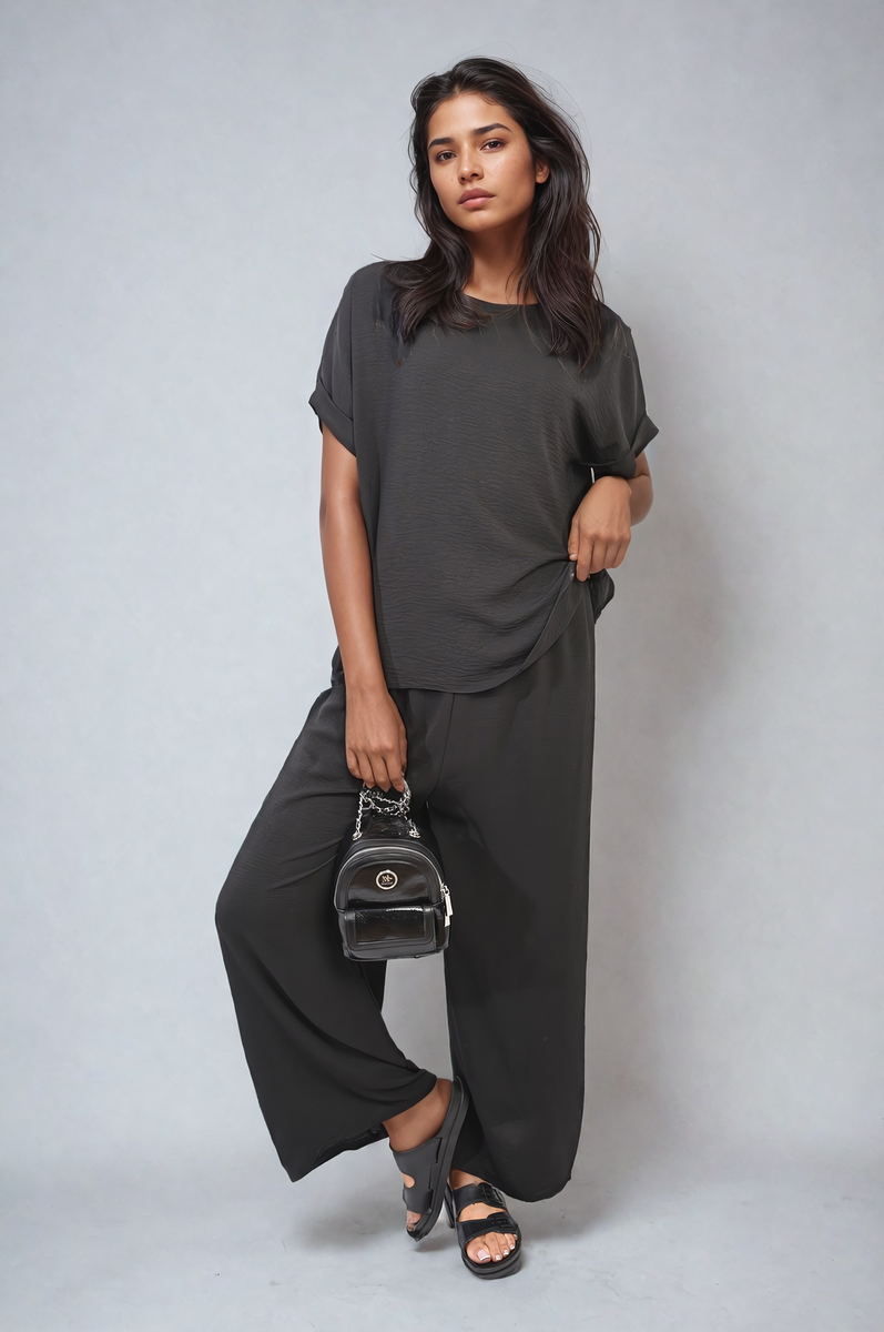 Oversized Top and Wide Leg Trousers Co-ord Set