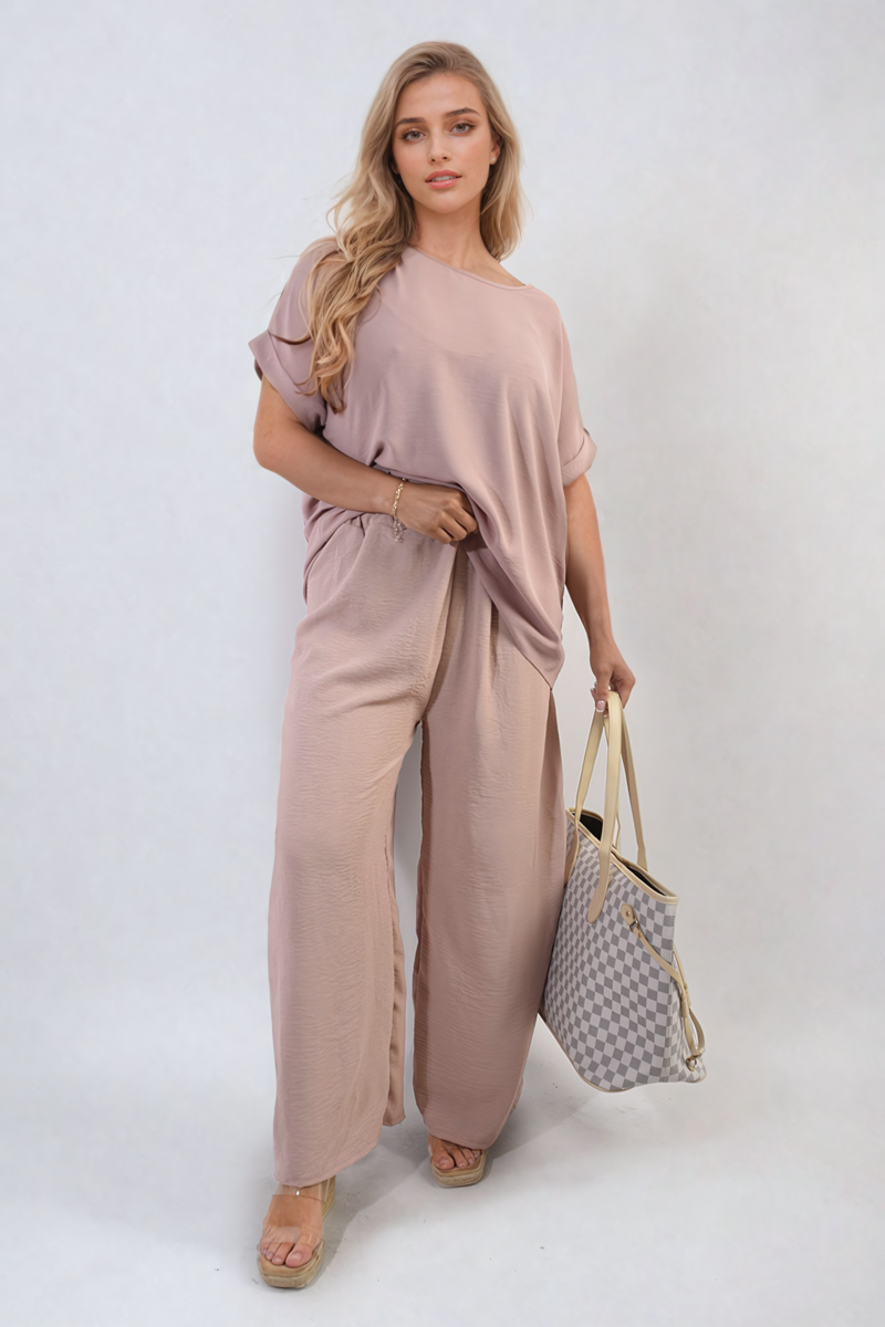 Oversized Top and Wide Leg Trousers Co-ord Set