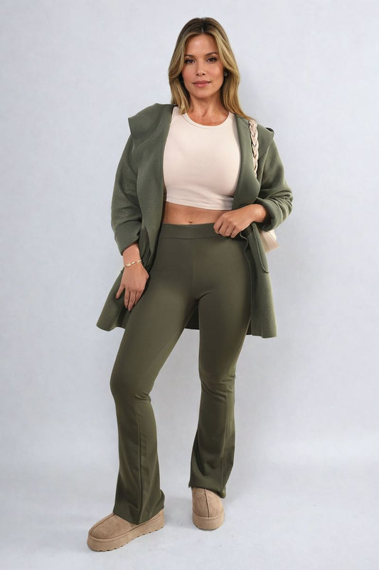 High Waisted Flare Leg Trouser