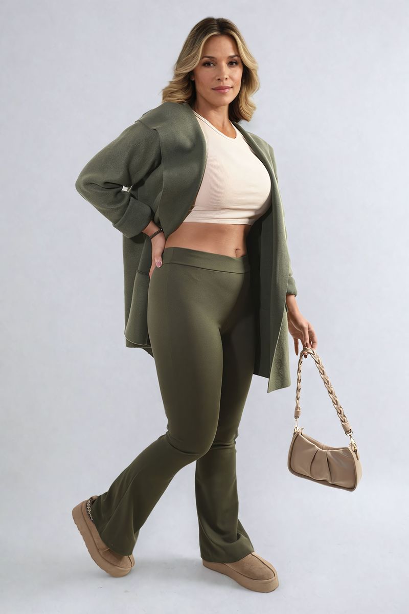 High Waisted Flare Leg Trouser