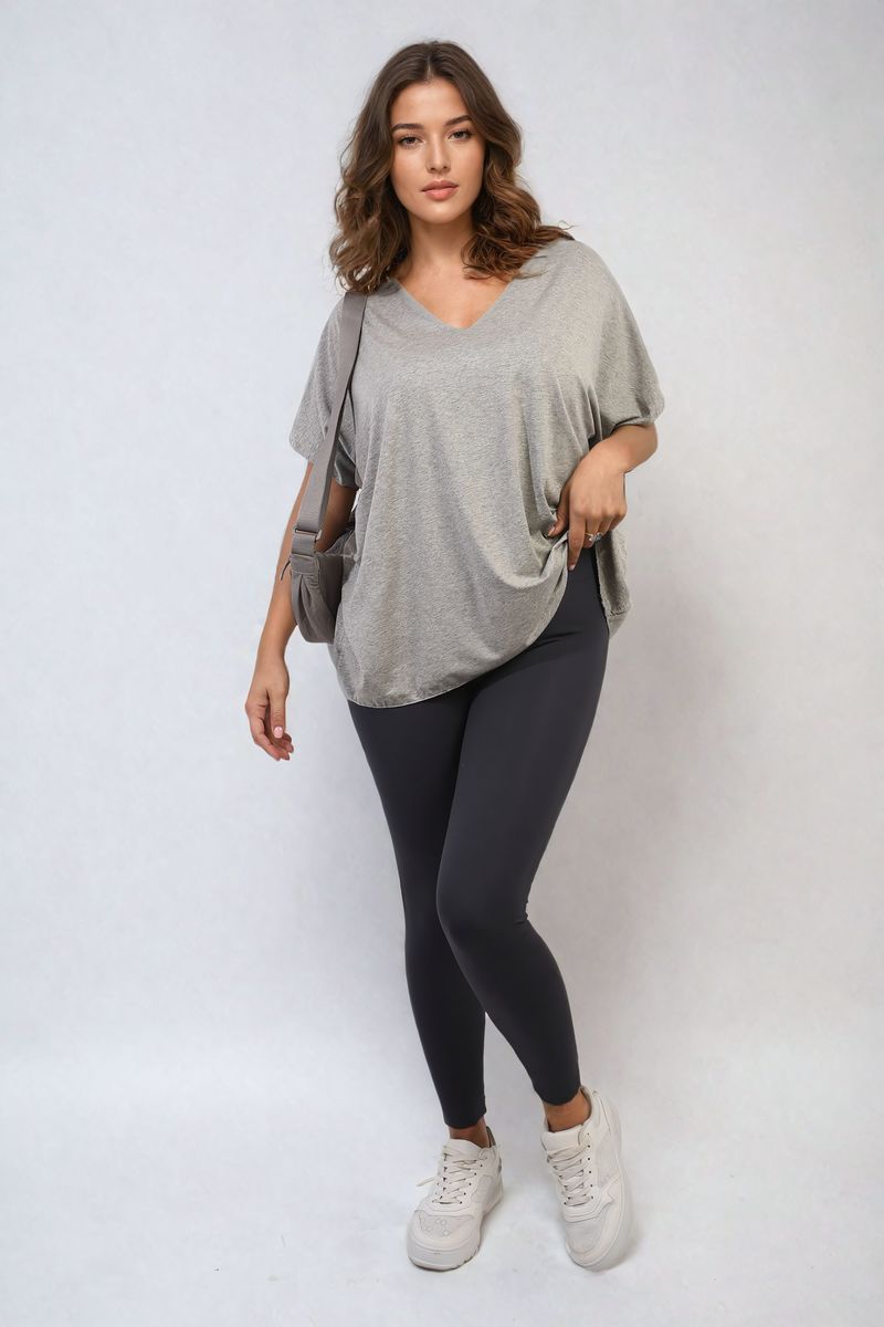 Short Sleeve V-Neck Loose Top