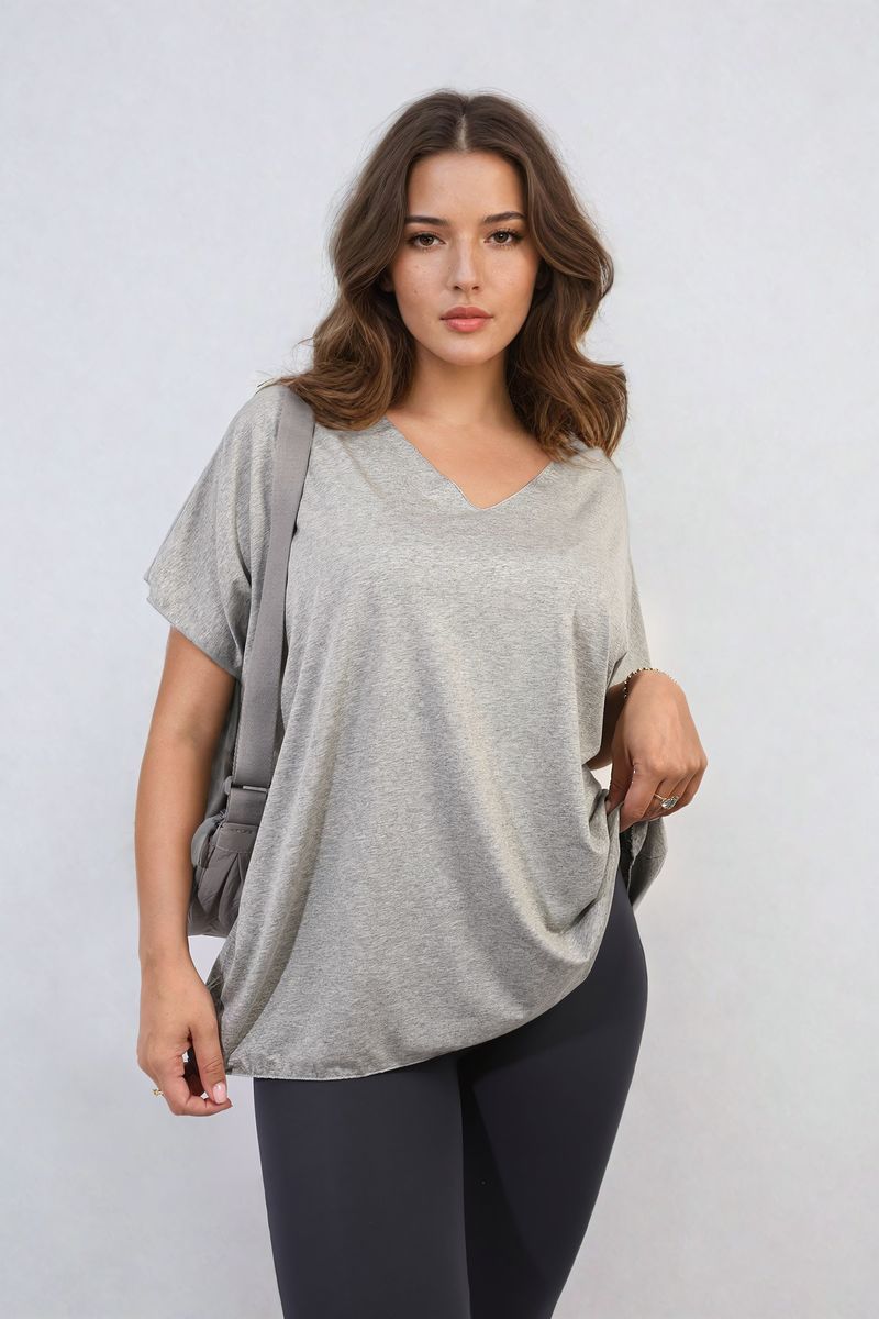 Short Sleeve V-Neck Loose Top