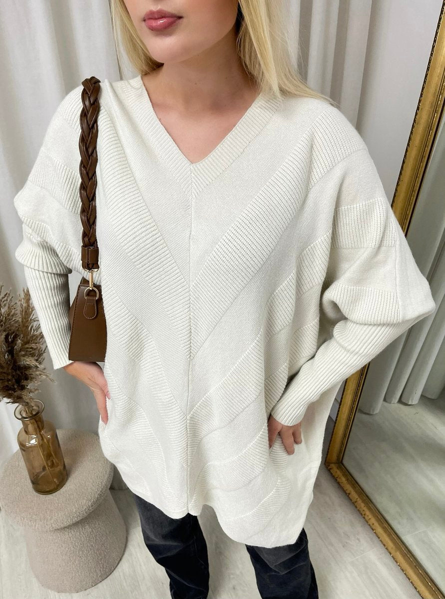 Oversized V-Neck Knitted Top