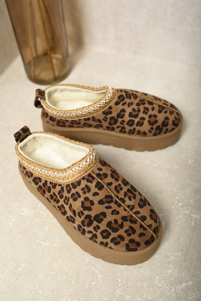 Aztec Detail Low Ankle Platform Kids Slipper Boots