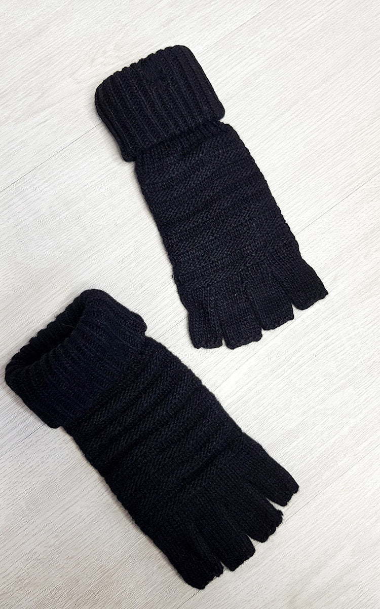 Fingerless Gloves with Stripe Detail