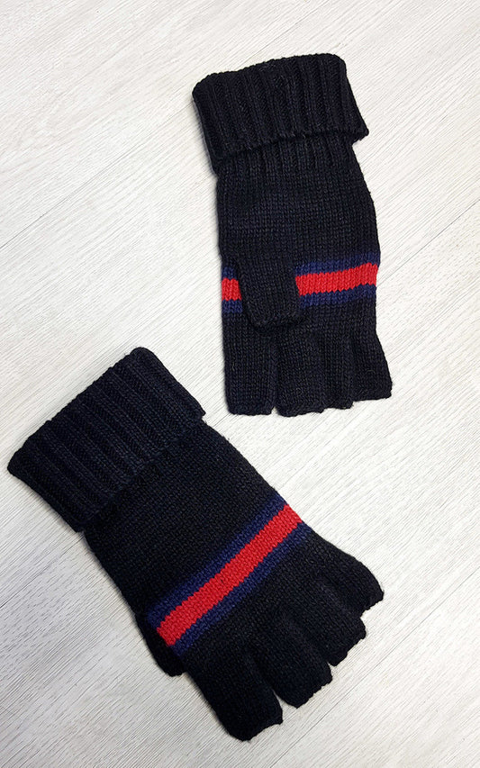 Fingerless Gloves with Stripe Detail