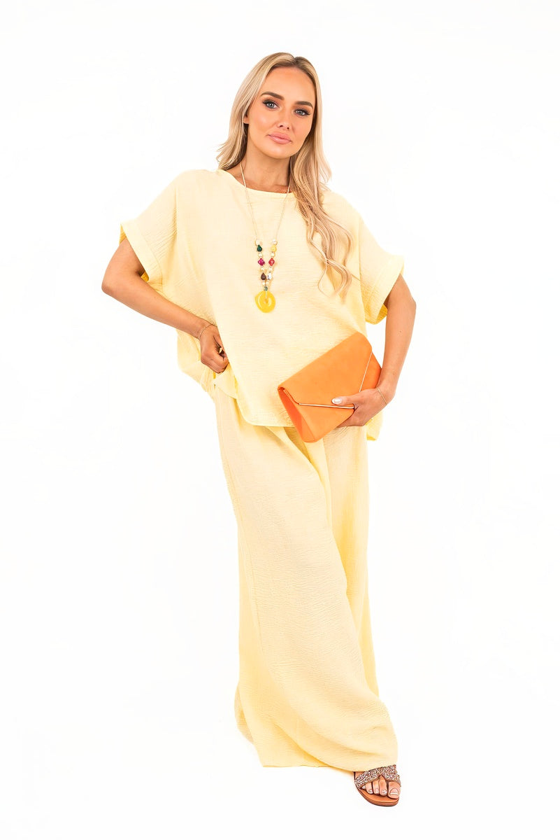 Loose Fit Short Sleeve Top and Wide Trousers Co-ord Set