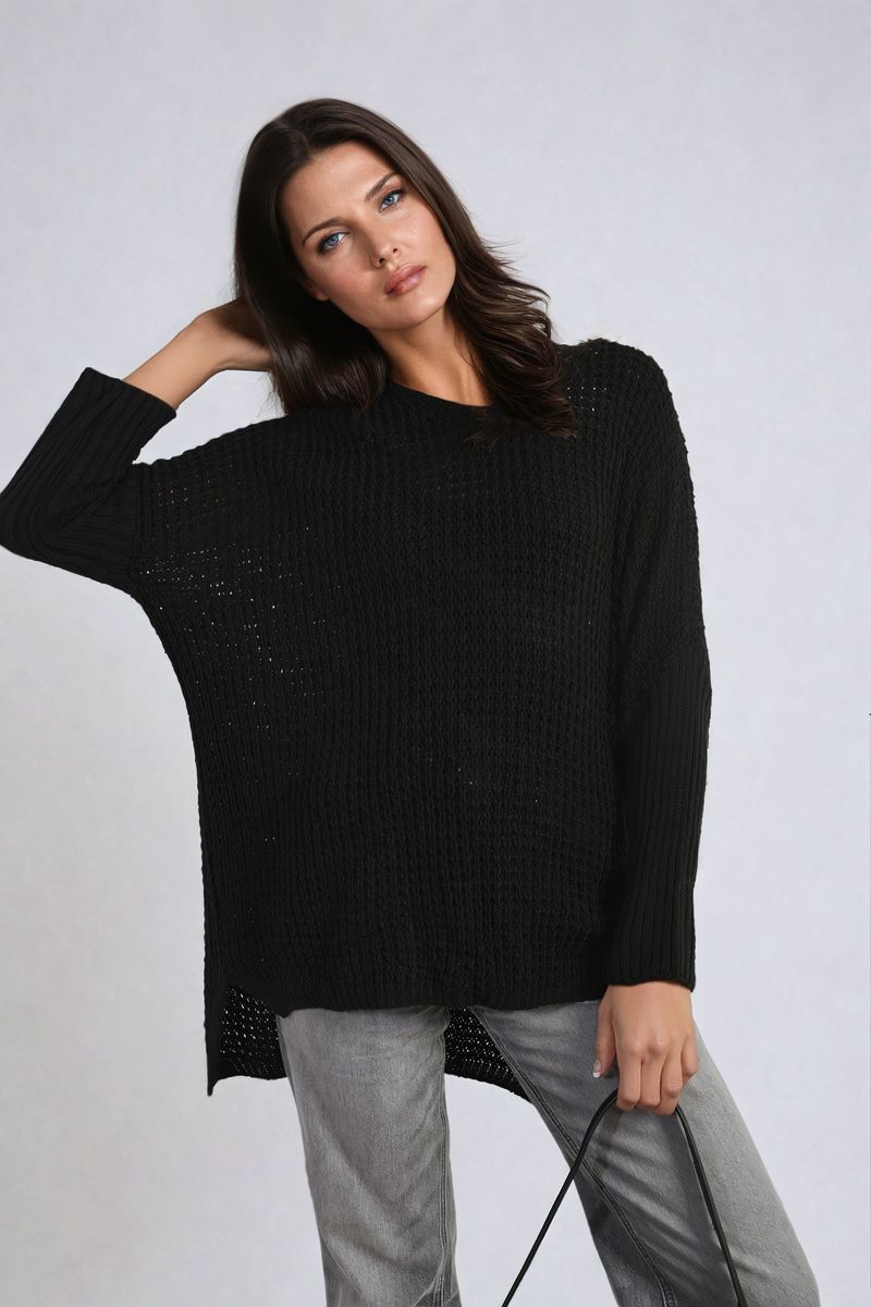 Long Back Knitted Long Sleeve Jumper