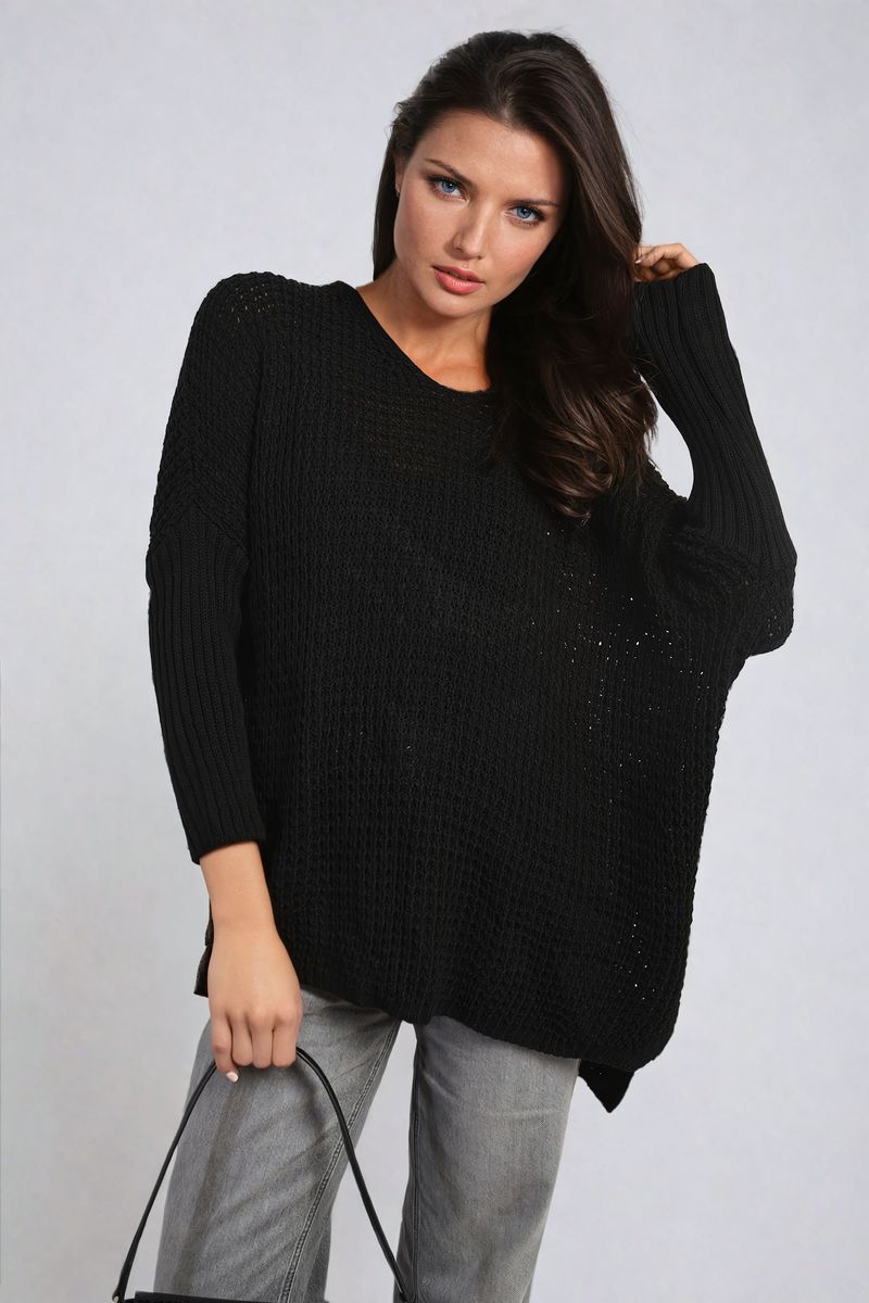 Long Back Knitted Long Sleeve Jumper