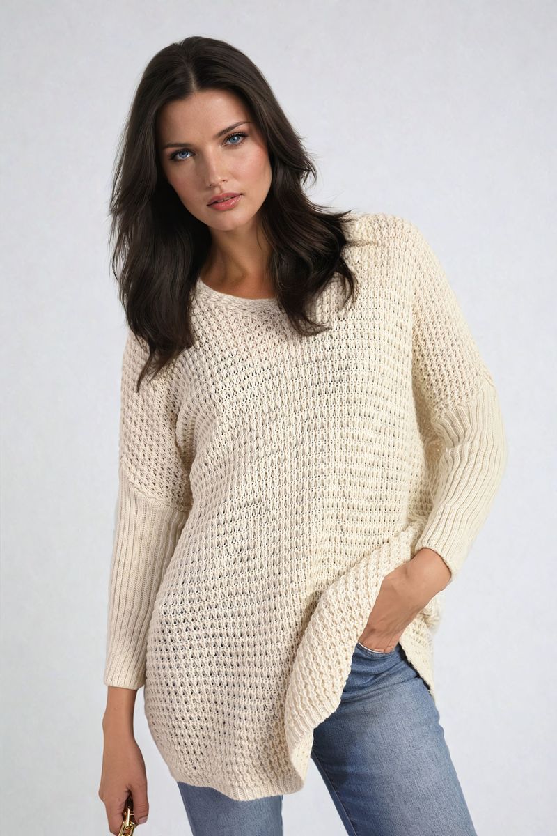 Long Back Knitted Long Sleeve Jumper