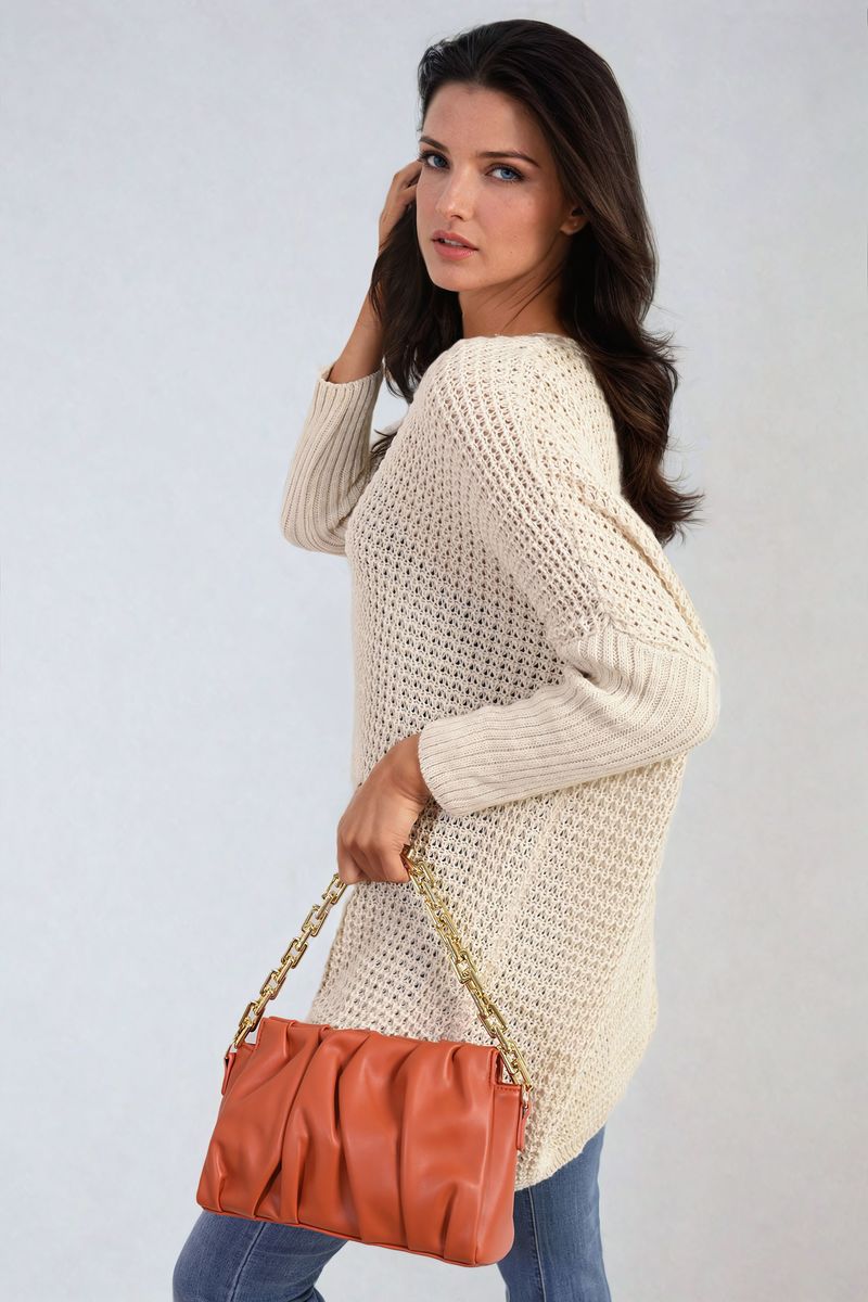 Long Back Knitted Long Sleeve Jumper