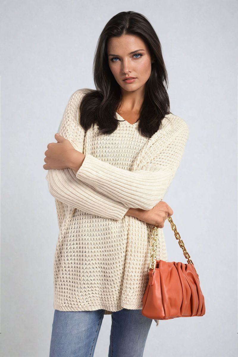 Long Back Knitted Long Sleeve Jumper