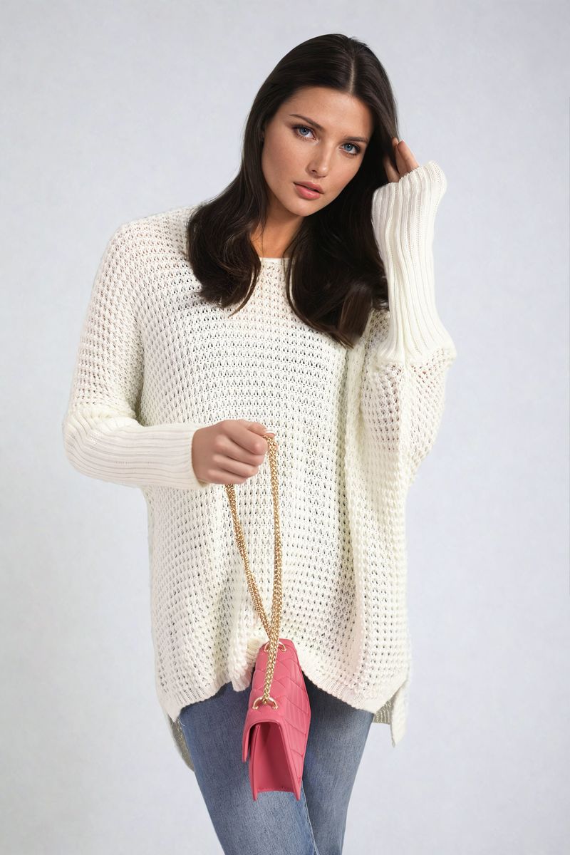 Long Back Knitted Long Sleeve Jumper