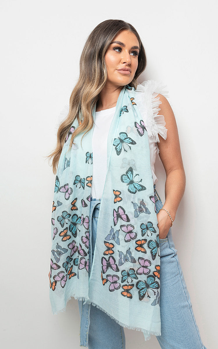 Butterfly Print Maxi Scarf