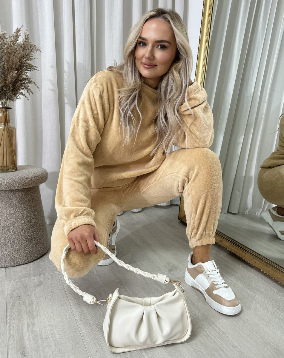 Velvet Long Sleeve Loose Top and Jogger Loungewear Co-ord Set