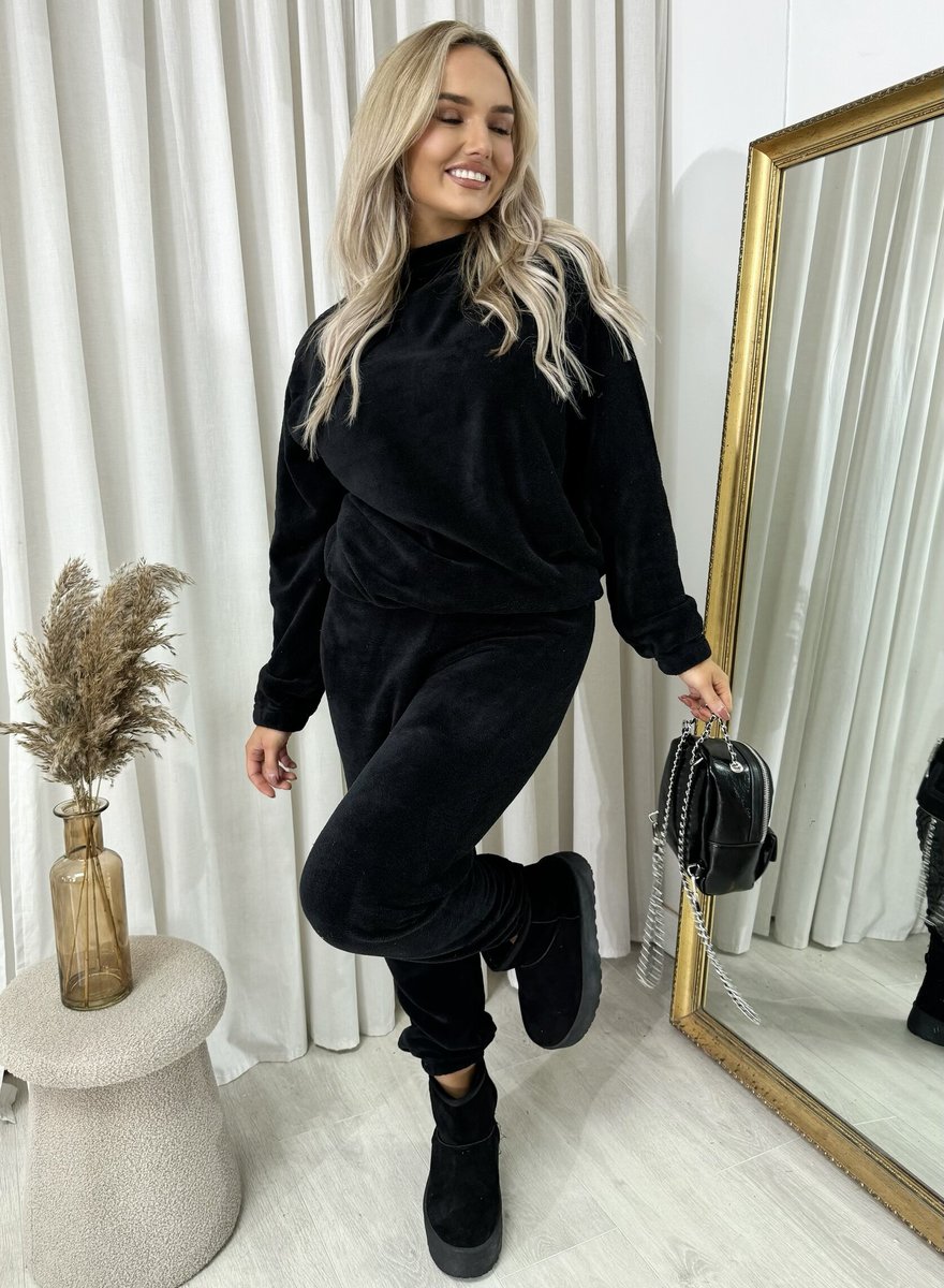 Velvet Long Sleeve Loose Top and Jogger Loungewear Co-ord Set