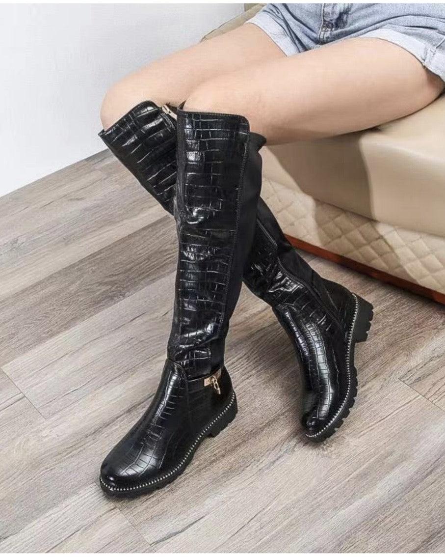 Charlie Knee High Patent Boots