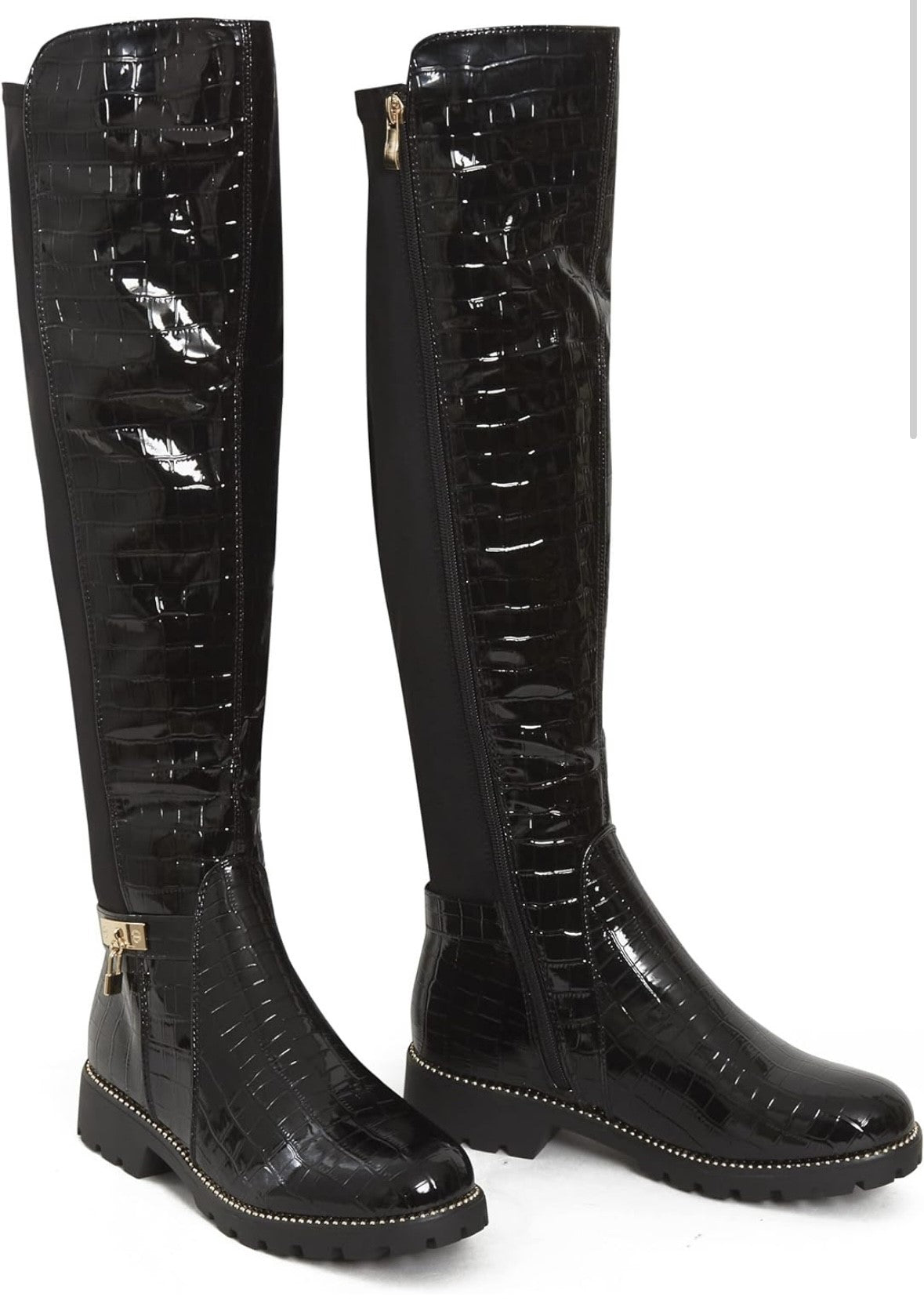 Charlie Knee High Patent Boots