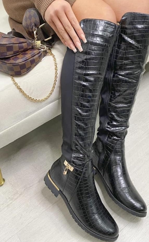 Charlie Knee High Patent Boots